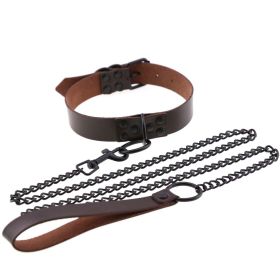 Personalized leather collar (Color: Dark coffee)